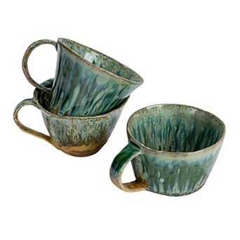 Hello Honey Stoneware Mug Set with Rust Finish, Multicolor, Set of 3