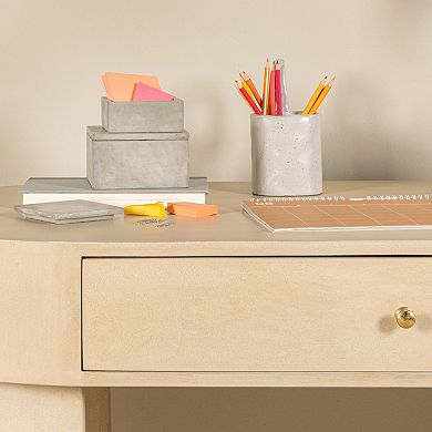 Hello Honey Contemporary Cement Boxes with Lids, Grey, Set of 2