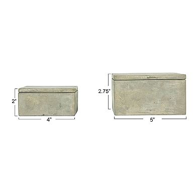 Hello Honey Contemporary Cement Boxes with Lids, Grey, Set of 2