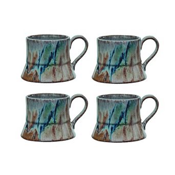 Hello Honey Autumnal Harmony Reactive Glaze Mug Set, Multicolor, Set of 4