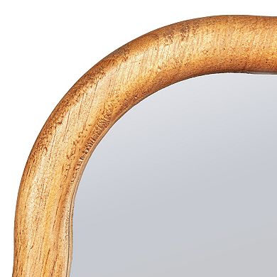Hello Honey Wavy Round Mirror with Scalloped Wooden Frame