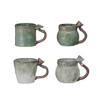Hello Honey 14 Oz. Enchanted Mushroom Stoneware Mug, Multicolor, Set of 4