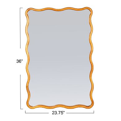 Hello Honey Wavy Rectangular Mirror with Scalloped Wooden Frame