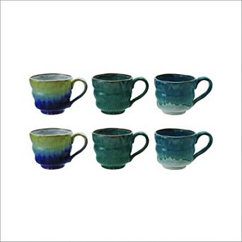 Hello Honey 6 pc Stoneware Mug with Reactive Glaze, Multicolor