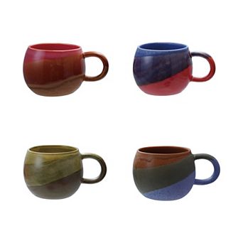 Hello Honey 4 pc Stoneware Mug with Reactive Glaze, 4 Colors