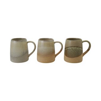 Hello Honey 3 pc Stoneware Mug with Reactive Glaze, 3 Various Colors