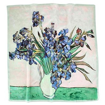 The Magic Scarf Company Women's Van Gogh Vase with Irises Print Silky Square Scarf