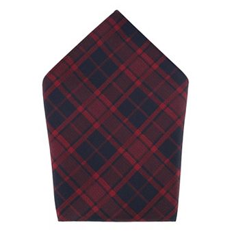 Trafalgar Kincade Red Blackwatch Plaid Silk Pocket Square