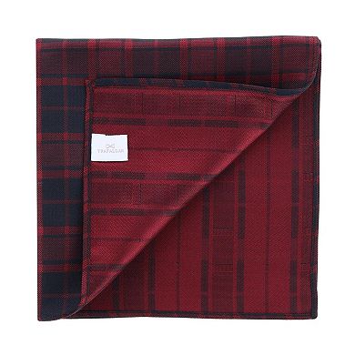 Trafalgar Kincade Red Blackwatch Plaid Silk Pocket Square