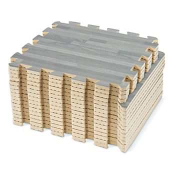 Sorbus 3/8-inch Wood Grain Interlocking Foam Floor Tiles w/ Borders (16 Tiles,16 Sq ft)