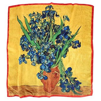 The Magic Scarf Company Women's Van Gogh Irises Yellow Print Silky Square Scarf