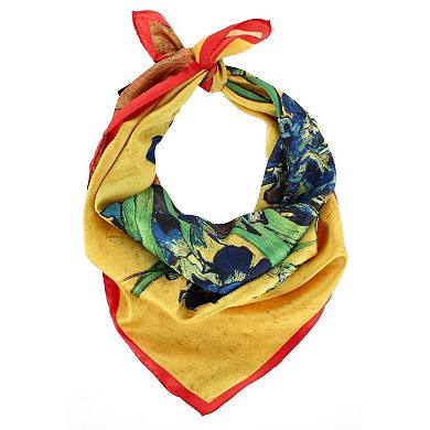 The Magic Scarf Company Women's Van Gogh Irises Yellow Print Silky Square Scarf
