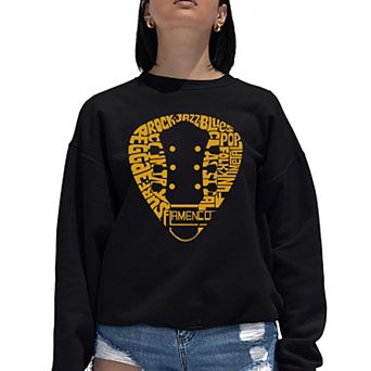 Guitar Pick Genres - Women's Word Art Crewneck Sweatshirt