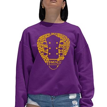 Guitar Pick Genres - Women's Word Art Crewneck Sweatshirt