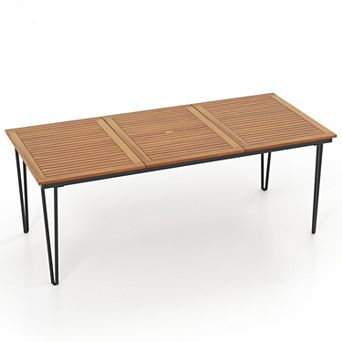 Costway 79" Outdoor Dining Table 8-Person Patio Table with 1.9" Umbrella Hole