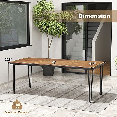 Costway 79" Outdoor Dining Table 8-Person Patio Table with 1.9" Umbrella Hole