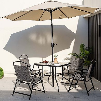 Costway Patio Folding Dining Chairs Set of 4 with Cozy Seat Fabric & Heavy-Duty Metal Frame