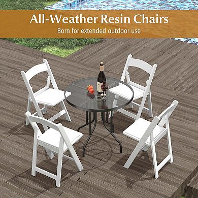 Costway Resin Folding Chairs with Padded Seat All-Weather Resin Frame Patio