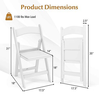 Costway Resin Folding Chairs with Padded Seat All-Weather Resin Frame Patio