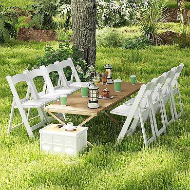 Costway Resin Folding Chairs with Padded Seat All-Weather Resin Frame Patio