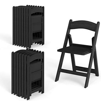 Costway Resin Folding Chairs with Padded Seat All-Weather Resin Frame Patio