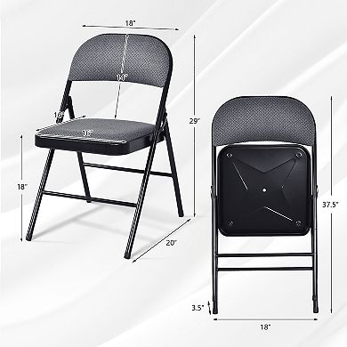 Costway Set of 2 Folding Chairs Fabric Upholstered Padded Seat Metal Frame Home Office
