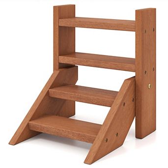 Costway 4 tier Wood Small Flowerpot Holder Plant Stand for Multiple Succulents Patio