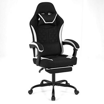 Costway Gaming Chair with Headrest, Lumbar Support, Linkage Armrests, Reclining Backrest