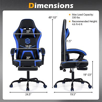 Costway Gaming Chair with Headrest, Lumbar Support, Linkage Armrests, Reclining Backrest
