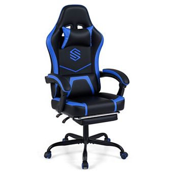 Costway Gaming Chair with Headrest, Lumbar Support, Linkage Armrests, Reclining Backrest