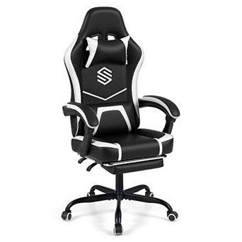 Costway Gaming Chair with Headrest, Lumbar Support, Linkage Armrests, Reclining Backrest