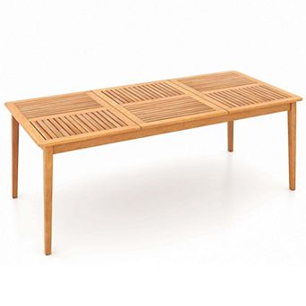 Costway 8-Person Outdoor Acacia Wood Dining Table with 1.96" Umbrella Hole Rectangular