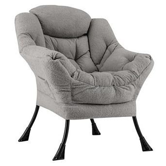 Costway Large Lazy Chair with Cozy Head Pillow Stylish Tufted Back & Seat Armrests