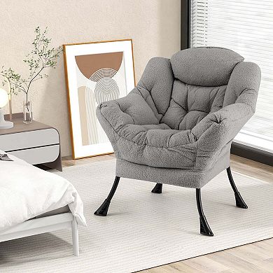 Costway Large Lazy Chair with Cozy Head Pillow Stylish Tufted Back & Seat Armrests