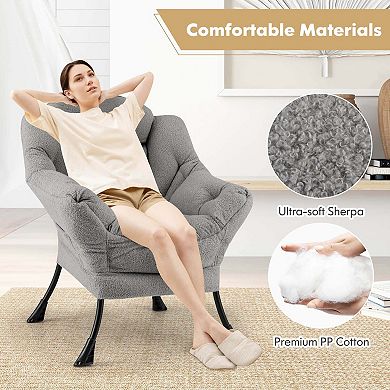 Costway Large Lazy Chair with Cozy Head Pillow Stylish Tufted Back & Seat Armrests