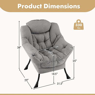 Costway Large Lazy Chair with Cozy Head Pillow Stylish Tufted Back & Seat Armrests