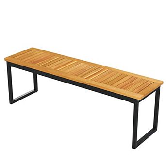 Costway 51" Wooden Outdoor Bench Patio Dining Bench with Acacia Wood Seat