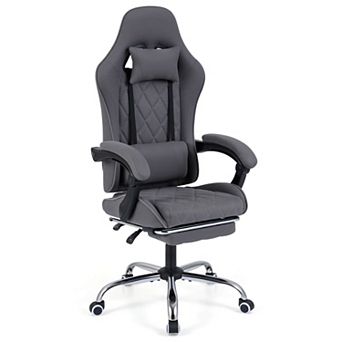 Costway Gaming Chair with Headrest, Lumbar Support, Linkage Armrests, Reclining Backrest
