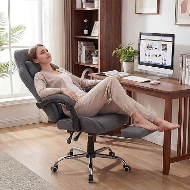 Costway Gaming Chair with Headrest, Lumbar Support, Linkage Armrests, Reclining Backrest