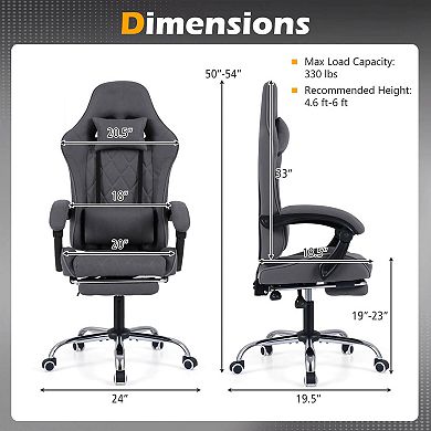 Costway Gaming Chair with Headrest, Lumbar Support, Linkage Armrests, Reclining Backrest