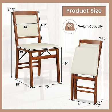 Costway Folding Chairs Foldable Chairs with PVC Padded Seat & High Backrest