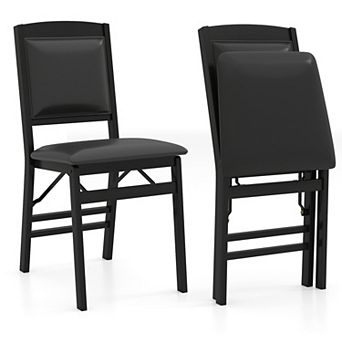 Costway Folding Chairs Foldable Chairs with PVC Padded Seat & High Backrest
