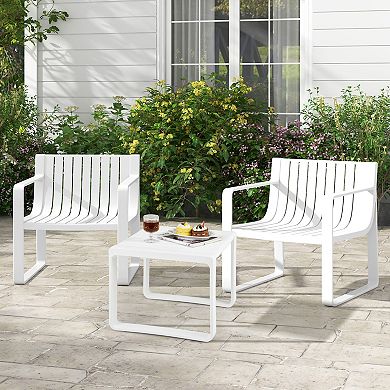 Costway Patio Chairs Set of 2 Weather-resistant Plastic Outdoor Armchairs