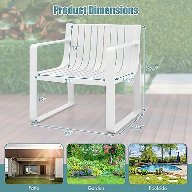 Costway Patio Chairs Set of 2 Weather-resistant Plastic Outdoor Armchairs