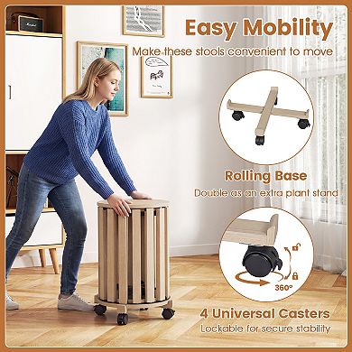 Costway Stackable Stools Set of 4 with Rolling Base, Locking Casters for Kitchen Apartments