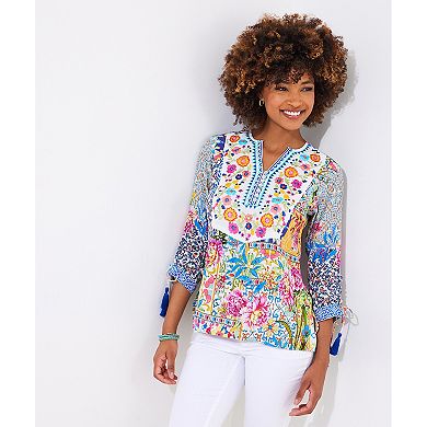 Joe Browns Women's Plus Size Notch Neck Boho Blouse