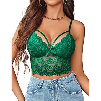 Avidlove Bralette for Women Lace Spaghetti Adjustable Strap Summer Y2K Tank Top V Neck Camisole