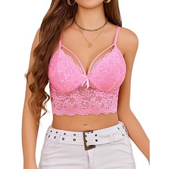 Avidlove Bralette for Women Lace Spaghetti Adjustable Strap Summer Y2K Tank Top V Neck Camisole