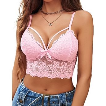 Avidlove Bralette for Women Lace Spaghetti Adjustable Strap Summer Y2K Tank Top V Neck Camisole