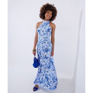 Joe Browns Women's Plus Size Floral Print Halter Dress